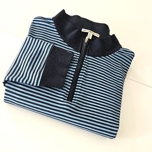 Peter Millar Mens Size XXL Blue Striped 1/4 Zip Pullover 100% Cotton